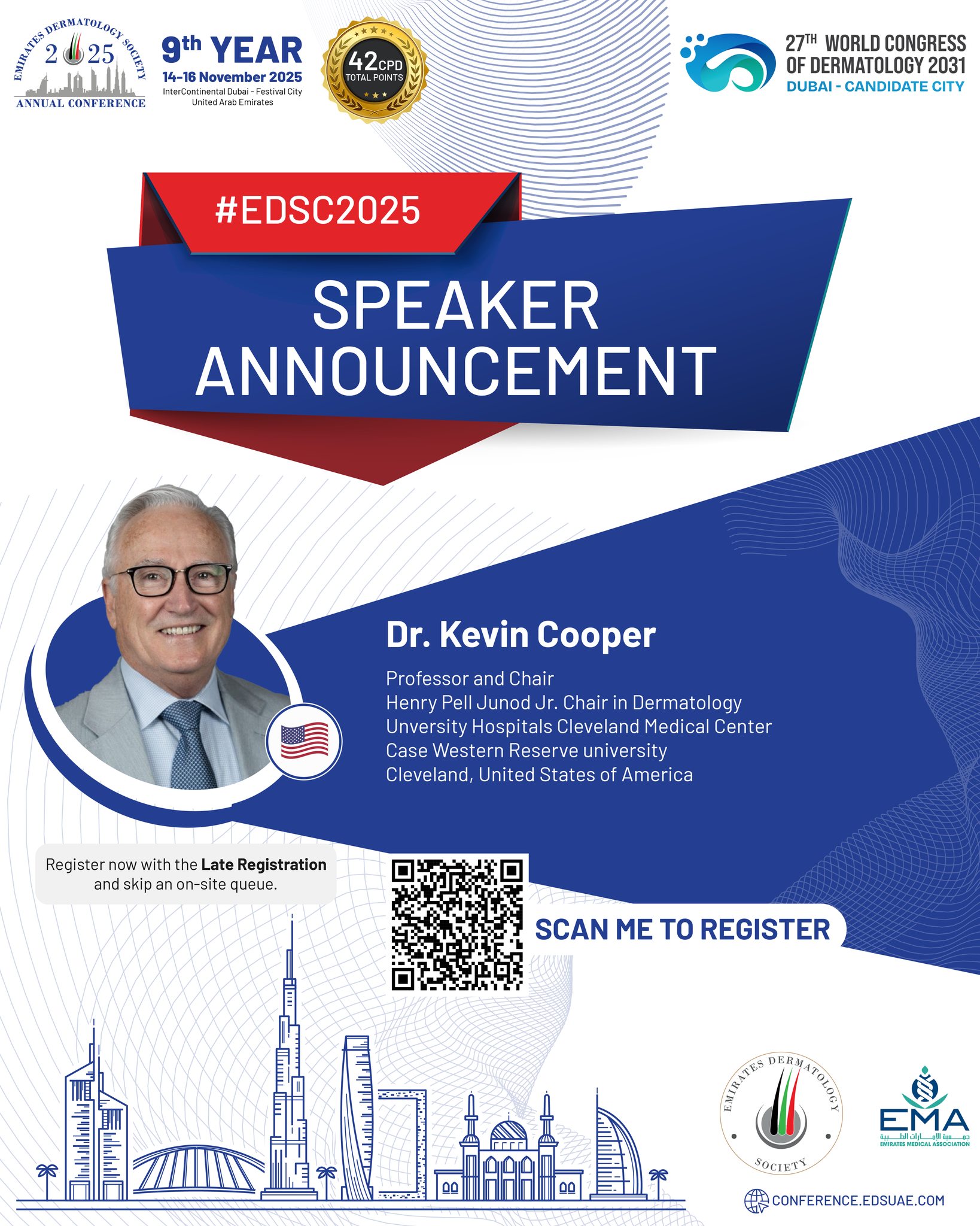 A Voice of Dermatology Excellence!

Join us in welcoming Dr. Kevin Cooper to the stage at #EDSC2025!
Don’t miss their session as they share cutting-edge knowledge shaping the future of dermatology.