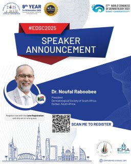 Great events start with great voices.
We’re proud to announce Dr. Noufal Raboobee as a speaker at #EDSC2025. Get ready to be inspired, challenged, and energized.

#EDS
#EmiratesDermatologySociety