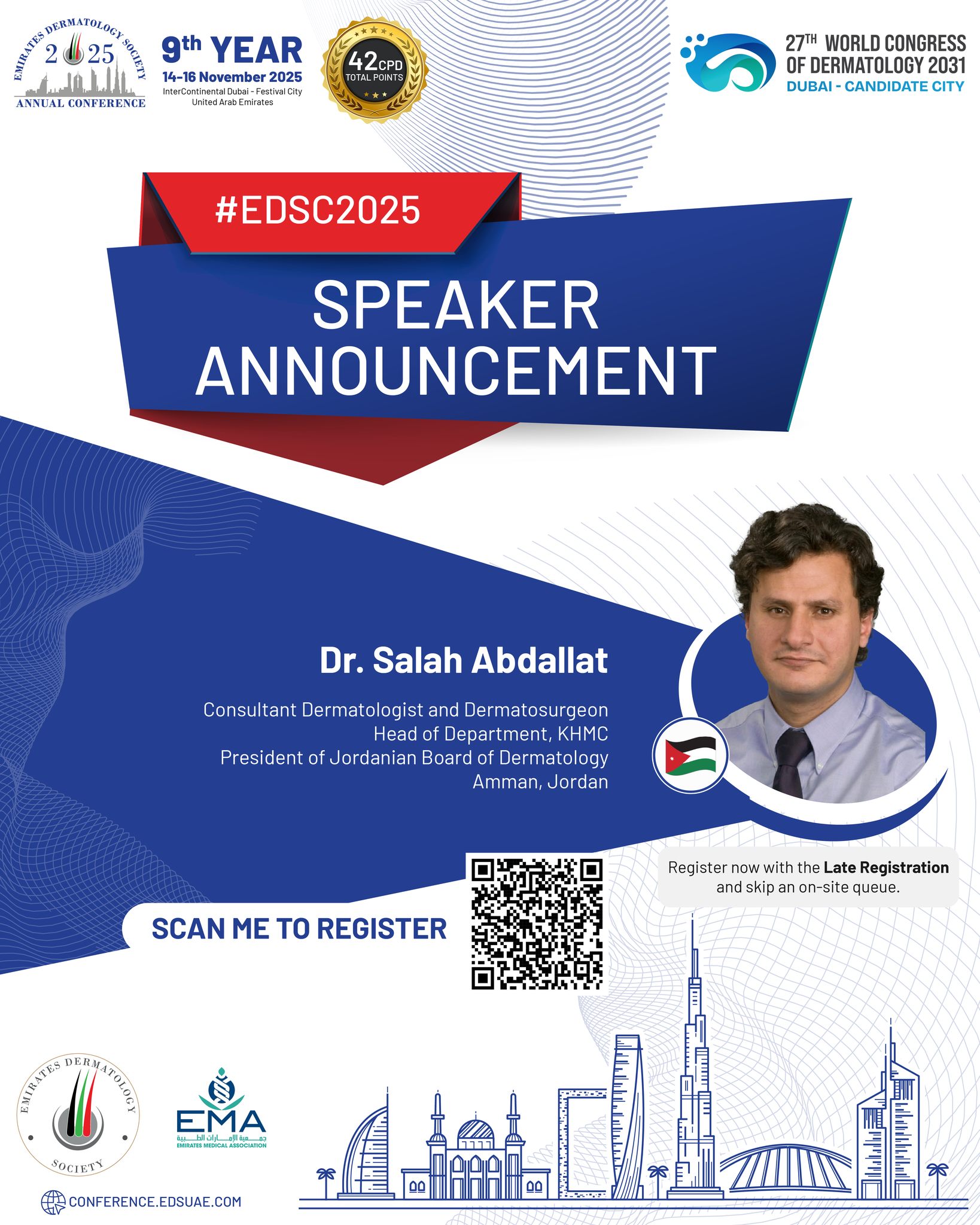 Another inspiring voice joins #EDSC2025!
We’re proud to have Dr. Salah Abdallat among our speakers — stay tuned for her insightful lectures.