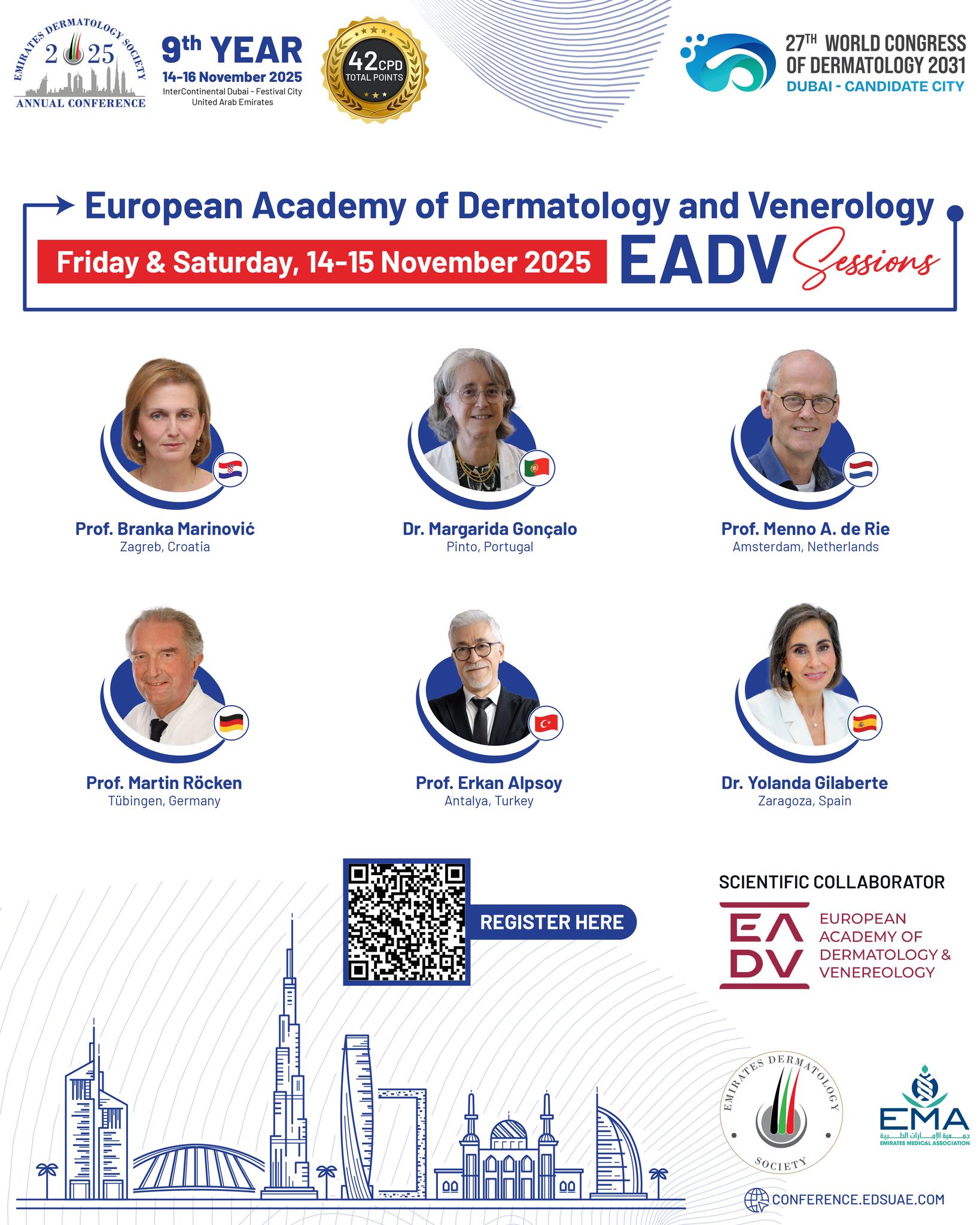 From Europe to the Emirates 🇪🇺🇦🇪
EADV joins EDSC 2025 to share insights, expertise, and innovation in dermatology — shaping the future of skin health together. ✨