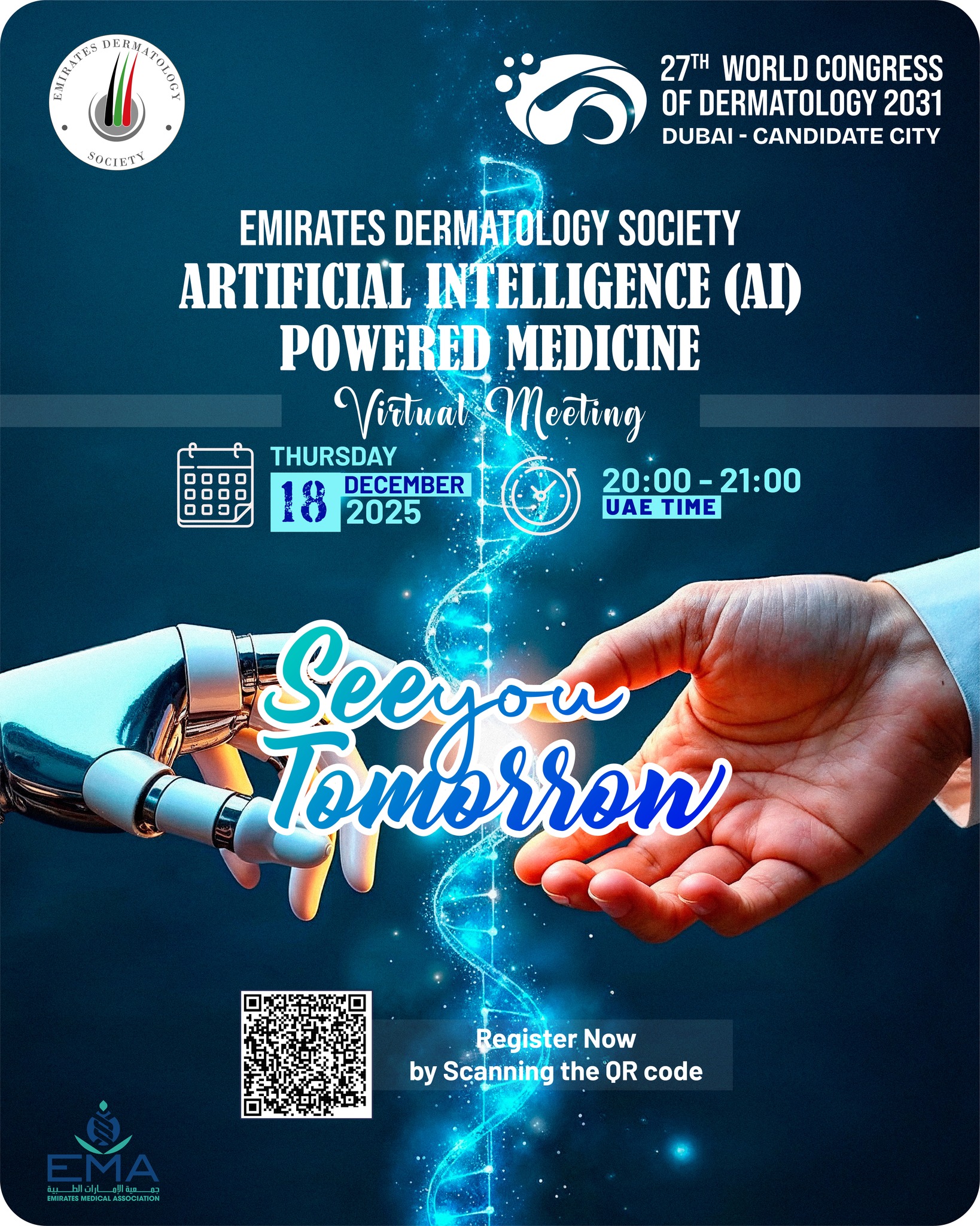 We’re just one day away!
See you tomorrow at the EDS Virtual Meeting on AI-Powered Medicine—where innovation meets dermatology.
Don’t miss it!