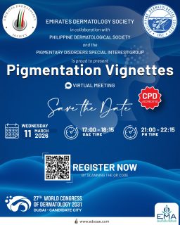 The Emirates Dermatology Society, in collaboration with the Philippine Dermatological Society, proudly presents a joint Virtual Meeting.
Bringing together regional expertise and global perspectives in dermatology — virtually connected, scientifically united.
Stay tuned for further details.
#EDS #PDS #Dermatology #GlobalCollaboration #VirtualMeeting