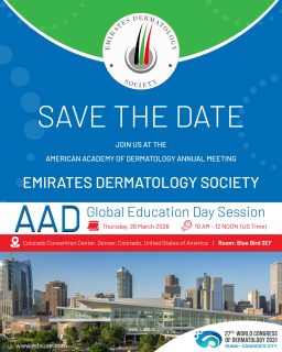 Mark your calendar for AAD Annual Meeting – Global Education Day.
EDS is proud to contribute with a dedicated scientific session.
Stay tuned for the full program.
#AAD2026 #GlobalDermatology #EDS