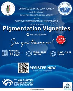 Tomorrow, we connect across borders.
The Emirates Dermatology Society × Philippine Dermatological Society Joint Virtual Meeting goes live.
See you there.

#EDS #PDS #Dermatology #GlobalCollaboration #VirtualMeeting