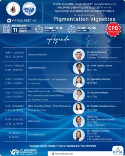 The agenda is now live.
The Emirates Dermatology Society, in collaboration with the Philippine Dermatological Society, presents a Joint Virtual Meeting featuring distinguished speakers and insightful discussions.
Review the program and join us online.
#EDS #PDS #Dermatology #GlobalCollaboration #VirtualMeeting