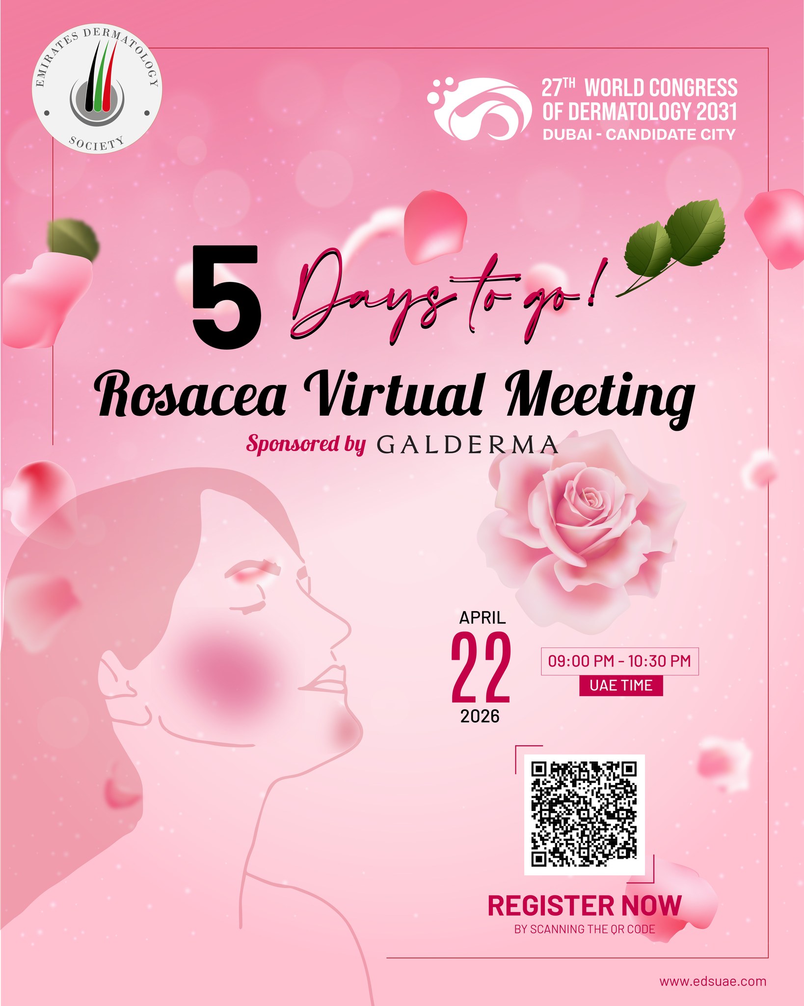 5 days left! 🌹
Be part of our Rosacea Virtual Meeting and gain valuable knowledge on triggers, management, and patient care.

#RosaceaAwareness #SkinHealth #Dermatology #HealthySkin