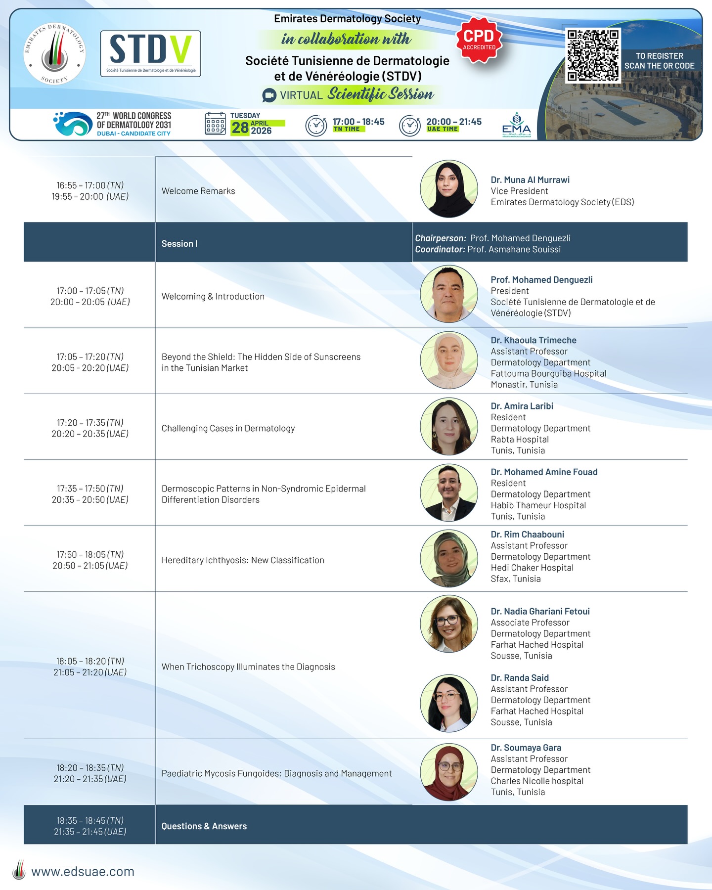 A powerful partnership in dermatology 🌍✨
The Emirates Dermatology Society (EDS) joins forces with the Société Tunisienne de Dermatologie et de Vénéréologie (STDV) to deliver impactful knowledge, expert discussions, and the latest advancements in skin health.

Stay connected for more updates!

#EDS #STDV #DermatologyCommunity #HealthcareEducation #SkinScience