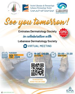 Happening tomorrow!
Don’t miss this virtual meeting with the Lebanese Dermatology Society—exploring key topics and advancing dermatology knowledge together.

#EDS #LebaneseDermatologySociety #Dermatology #MedicalEducation #VirtualMeeting #SkinHealth