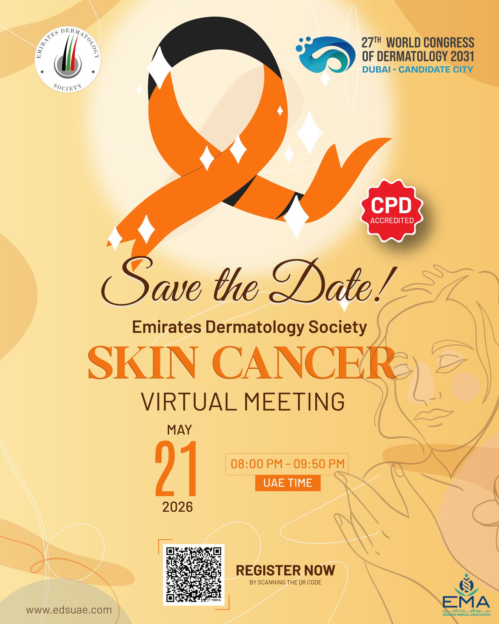 Save the date 📅

Join us for an insightful virtual meeting dedicated to Skin Cancer awareness, prevention, early detection, and the latest updates in dermatology.
Stay tuned for more details.

#SkinCancerAwareness #Dermatology #VirtualMeeting #SkinHealth #EarlyDetection #MedicalEducation