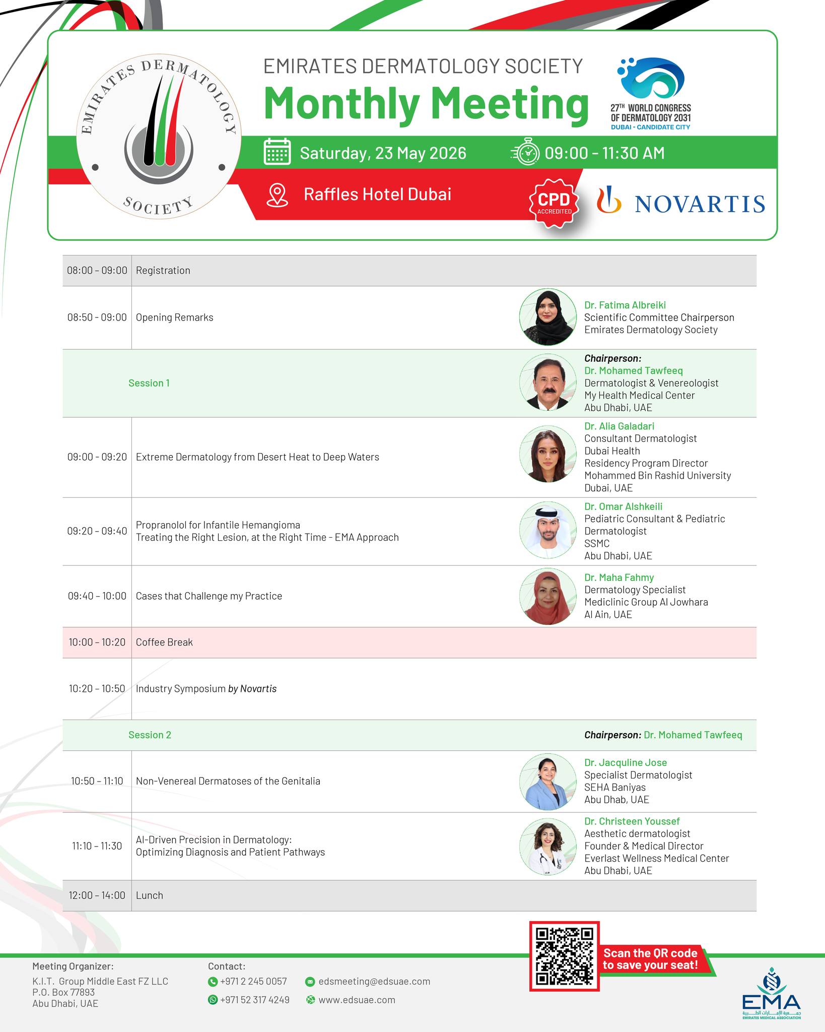 The May agenda is now live! 🩺
Join the Emirates Dermatology Society for another month of insightful sessions, expert discussions, and the latest updates in dermatology.
#EDS #Dermatology #MedicalEducation #SkinHealth #Healthcare #DermCommunity