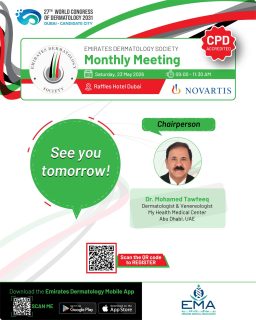 We’re excited to welcome you tomorrow to the EDS May Meeting 📆
Get ready for insightful presentations, collaboration, and knowledge exchange.

#EDS #Dermatology #HealthcareProfessionals #MedicalEducation #UAEHealthcare
