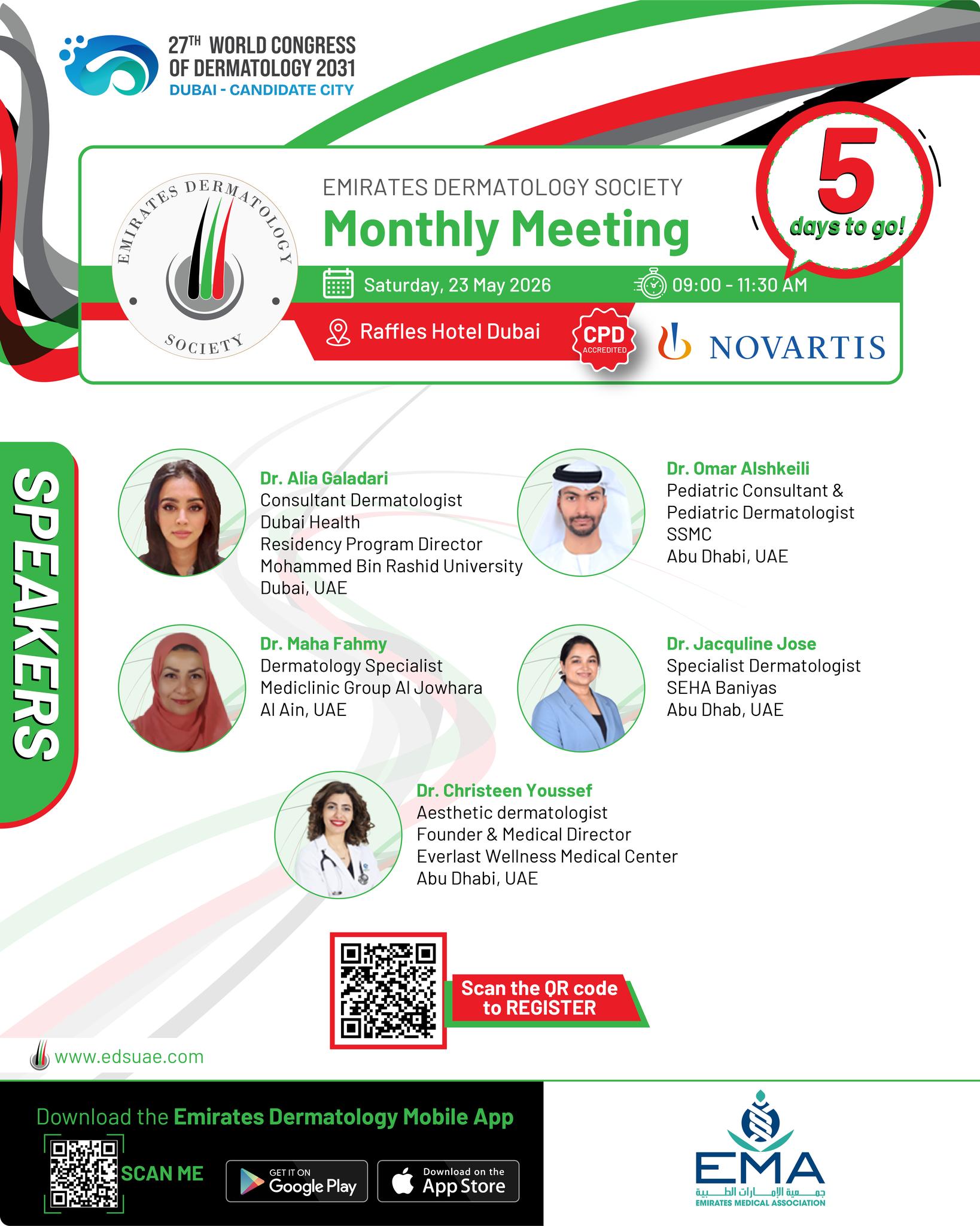 The countdown is on ⏳
Just 5 days to go until the EDS May Meeting!
We look forward to welcoming you for an engaging scientific session.
#EDSMeeting #Dermatology #MedicalCommunity #ContinuousEducation #HealthcareProfessionals