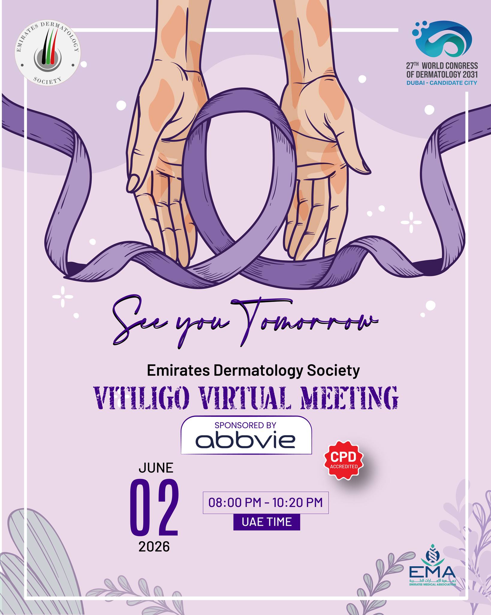 We’re excited to welcome you tomorrow to our Vitiligo Virtual Meeting 🤍
Get ready for insightful sessions and inspiring discussions.