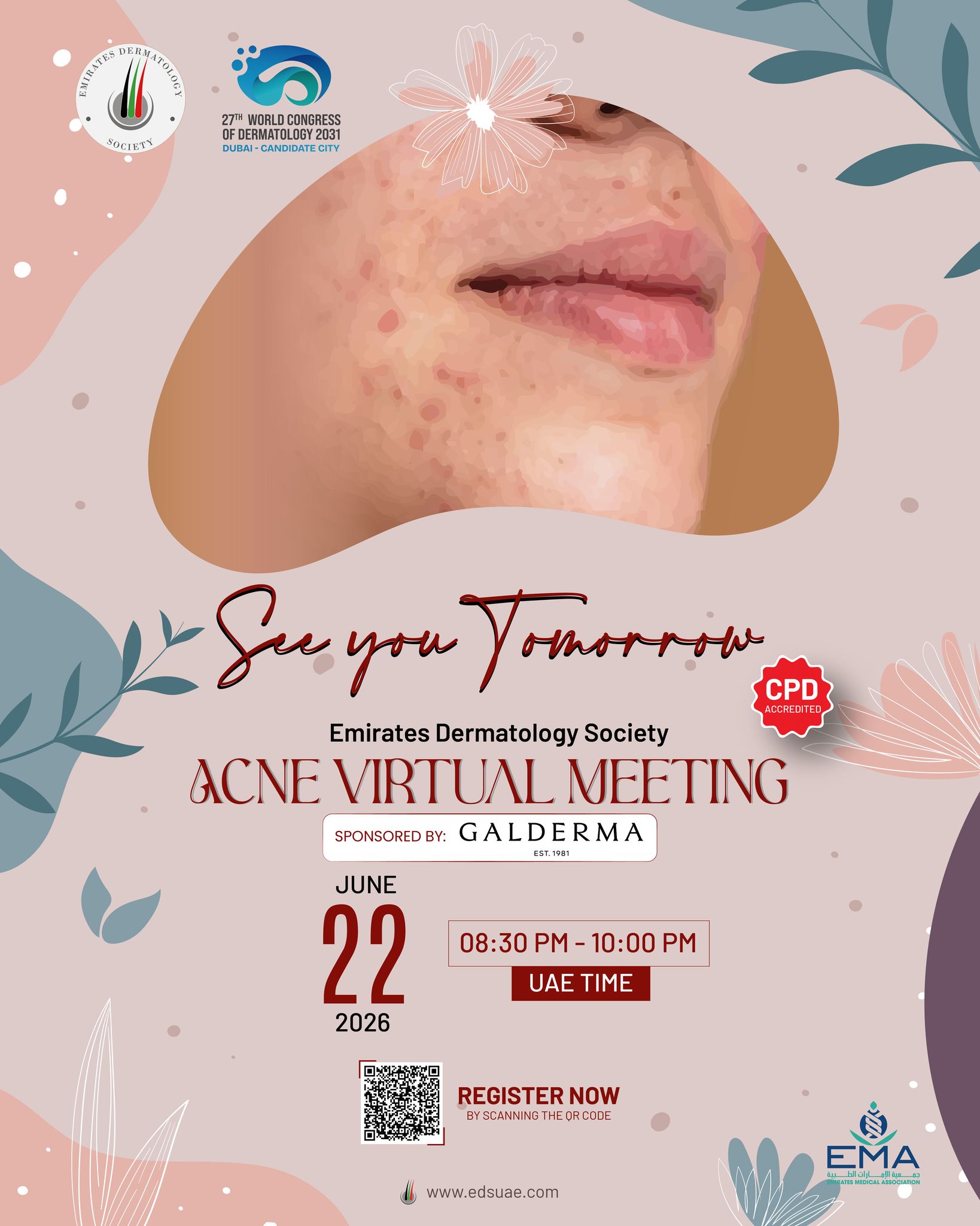 🩺 Final Reminder

Our Acne Virtual Meeting is happening tomorrow!
Join dermatology experts as they discuss current trends, treatment strategies, and best practices in acne management.

#AcneVirtualMeeting #DermatologyEducation #SkinHealth #Healthcare #AcneCare #MedicalCommunity