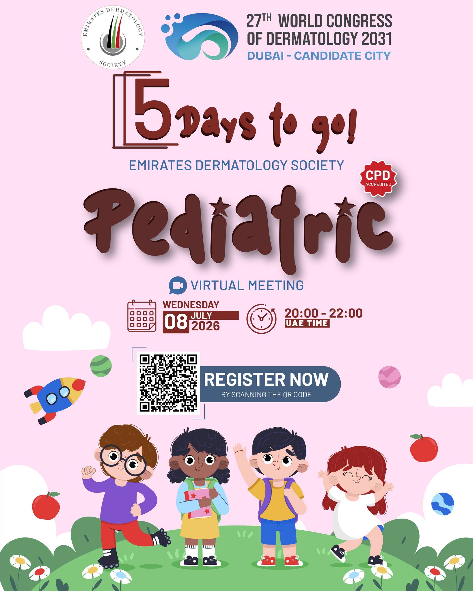 We're just five days away from the EDS Pediatric Virtual Meeting.

Get ready to connect with leading experts, explore the latest advances in pediatric dermatology, and participate in meaningful scientific discussions.
We look forward to welcoming you online!

#EDS #PediatricDermatology #MedicalEducation #Dermatology #VirtualLearning #Healthcare #SkinHealth