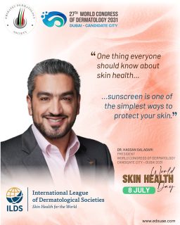 Healthy skin starts with one simple habit: wearing sunscreen. ☀️🧴
On World Skin Health Day, we are reminded that protecting your skin from harmful UV rays is one of the easiest and most effective ways to reduce the risk of skin damage and skin cancer.
As Dr. Hassan Galadari, President of the World Congress of Dermatology 2031 – Dubai Candidate City, shares:
“Sunscreen is one of the simplest ways to protect your skin.”
Let’s make sun protection a daily habit and inspire healthier communities worldwide.
#WorldSkinHealthDay #SkinHealth #SunSafety #WearSunscreen #SkinCancerPrevention HealthySkin ILDS EDSUAE Dubai2031 WCD2031