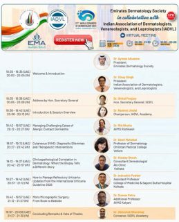 📢 The wait is over—the agenda is here!
Discover an exciting lineup of renowned speakers and cutting-edge topics at the upcoming EDS & IADVL Virtual Meeting.
Join us for an enriching scientific program designed to advance knowledge, foster collaboration, and improve patient care.
See you online!
#EmiratesDermatologySociety #IADVL #VirtualConference #DermatologyEducation #MedicalLearning SkinScience Healthcare