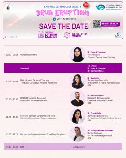 Our Drug Eruptions Virtual Meeting agenda is packed with expert-led sessions covering the recognition, diagnosis, and management of drug-induced cutaneous reactions.

Don’t miss this opportunity to learn from renowned specialists and stay up to date with the latest advances in dermatology.

📅 We look forward to seeing you online!

#DrugEruptions #DermatologyEducation #VirtualLearning #EDS #MedicalConference HealthcareProfessionals