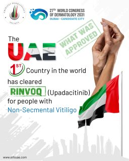 A groundbreaking milestone for dermatology in the UAE! 🇦🇪✨

The UAE becomes the first country in the world to clear RINVOQ® (upadacitinib) for people with non-segmental vitiligo.

A proud moment for innovation, advancing care, and improving the lives of people living with vitiligo. 🤍

The Emirates Dermatology Society is proud to share this landmark achievement as we continue to champion excellence in dermatology and position the UAE at the forefront of global innovation.

#EmiratesDermatologySociety #Vitiligo #NonSegmentalVitiligo #RINVOQ #Upadacitinib Dermatology UAE Dubai DermatologyInnovation WCD2031