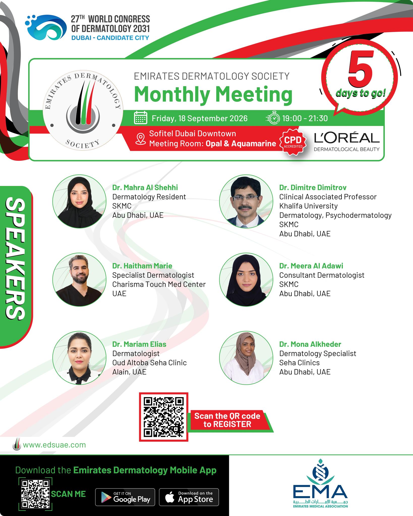 Only 5 days to go until the EDS September Meeting! 📅

Join us for expert insights, scientific updates, and engaging discussions in dermatology and aesthetic medicine.

See you there!

#EDS #Dermatology #AestheticMedicine #Countdown