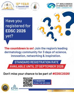 Your place at EDSC 2026 is waiting! ✨

Three days. One exceptional dermatology experience. A community of experts, innovators, and leaders coming together to connect, learn, collaborate, and shape the future of dermatology.

⏳ Standard Registration Rate available until 27 September 2026!
📅 06 - 08 November 2026
📍 InterContinental Dubai – Festival City, Dubai, UAE

Don’t wait — register today and be part of EDSC 2026!

#EDSC2026 #EmiratesDermatologySociety #Dermatology #DermatologyConference #Dubai #RegisterNow