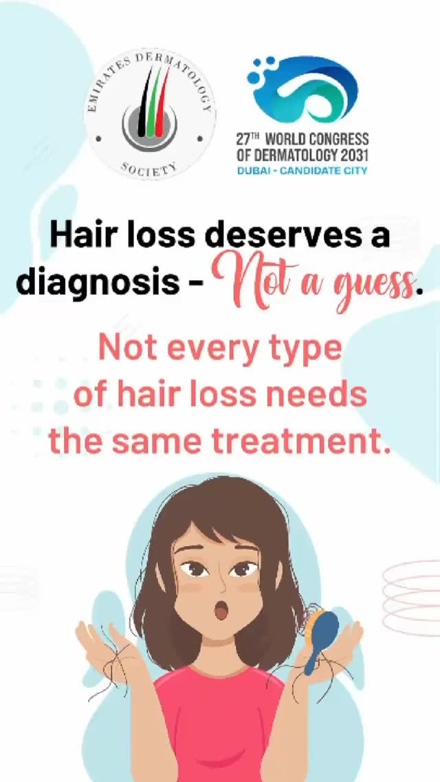 🩺 HAIR LOSS DESERVES A DIAGNOSIS — NOT A GUESS.
Hair loss can have many different causes, and what works for one person may not be right for another.
From identifying the pattern of hair loss to assessing the scalp and considering possible underlying factors, the right diagnosis is the foundation of effective treatment. 🔬
⚠️ With countless “miracle” solutions and products available, it’s important to choose evidence-based care guided by a qualified dermatologist.
This Alopecia Awareness Month, remember:
Don’t guess. Get it assessed. 💙
#AlopeciaAwarenessMonth #Alopecia #HairLossAwareness #HairLossTreatment #Dermatology HairHealth EvidenceBasedMedicine EDSociety EmiratesDermatologySociety