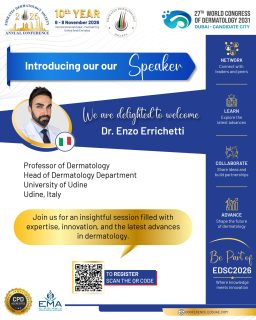 ✨ A Global Lineup of Dermatology Experts at EDSC 2026

We’re excited to welcome Dr. Enzo Erichetti from Italy to this year’s conference. 🇮🇹

With an international faculty bringing diverse expertise and perspectives, EDSC 2026 is set to be a meeting of ideas, innovation, and scientific exchange.

Join us in Dubai for an inspiring programme designed to learn, connect, collaborate, and shape the future of dermatology. 🌍🔬

📅 6–8 November 2026
📍 InterContinental Dubai – Festival City

🎟️ Register now and be part of EDSC 2026!

#EDSC2026 #EDSC #EmiratesDermatologySociety #Dermatology #DermatologyConference #MedicalEducation #DermatologyExperts #GlobalDermatology #Dubai #Italy