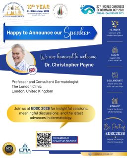 ✨ Meet Another Distinguished Speaker at EDSC 2026!

We’re pleased to welcome Dr. Christopher Payne from the United Kingdom to our international faculty. 🇬🇧
As a Professor and Consultant Dermatologist at The London Clinic, Dr. Payne brings extensive clinical expertise and valuable insights to the EDSC 2026 programme.

🌍 Connect with global experts. Discover new perspectives. Advance your knowledge.

📅 6–8 November 2026
📍 InterContinental Dubai – Festival City

🎟️ Register now and join us at EDSC 2026!

#EDSC2026 #EDSC #EmiratesDermatologySociety #Dermatology #DermatologyConference #MedicalEducation #DermatologyExperts #GlobalDermatology #UnitedKingdom #Dubai