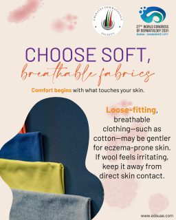 What touches your skin matters.
Soft, breathable, loose-fitting clothing can help reduce irritation for some people with eczema. If a fabric makes your skin feel itchy or uncomfortable, it is okay to choose something gentler.

#EczemaComfort #SensitiveSkinCare #EverydayCare