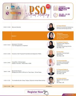 📋 Programme Spotlight: Psoriasis Virtual Meeting
An evening of practical, patient-centred learning awaits—covering treatment advances, diagnostic challenges, paediatric psoriasis, difficult-to-treat areas, and the wider impact of living with psoriasis.
Join a distinguished panel of dermatology experts for this CPD-accredited virtual meeting.
🗓 Thursday, 29 October 2026
🕗 20:00–21:30 UAE Time
💻 Online
Register now to secure your place.
#Psoriasis #PsoriasisAwareness #Dermatology #MedicalEducation #CPD VirtualMeeting EmiratesDermatologySociety UAE